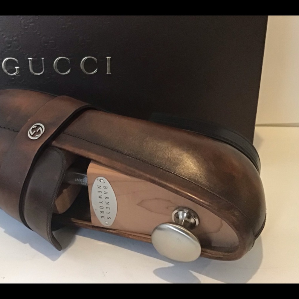 GUCCI LUXE Brown GG Logo Loafers w/ Rubber Soles